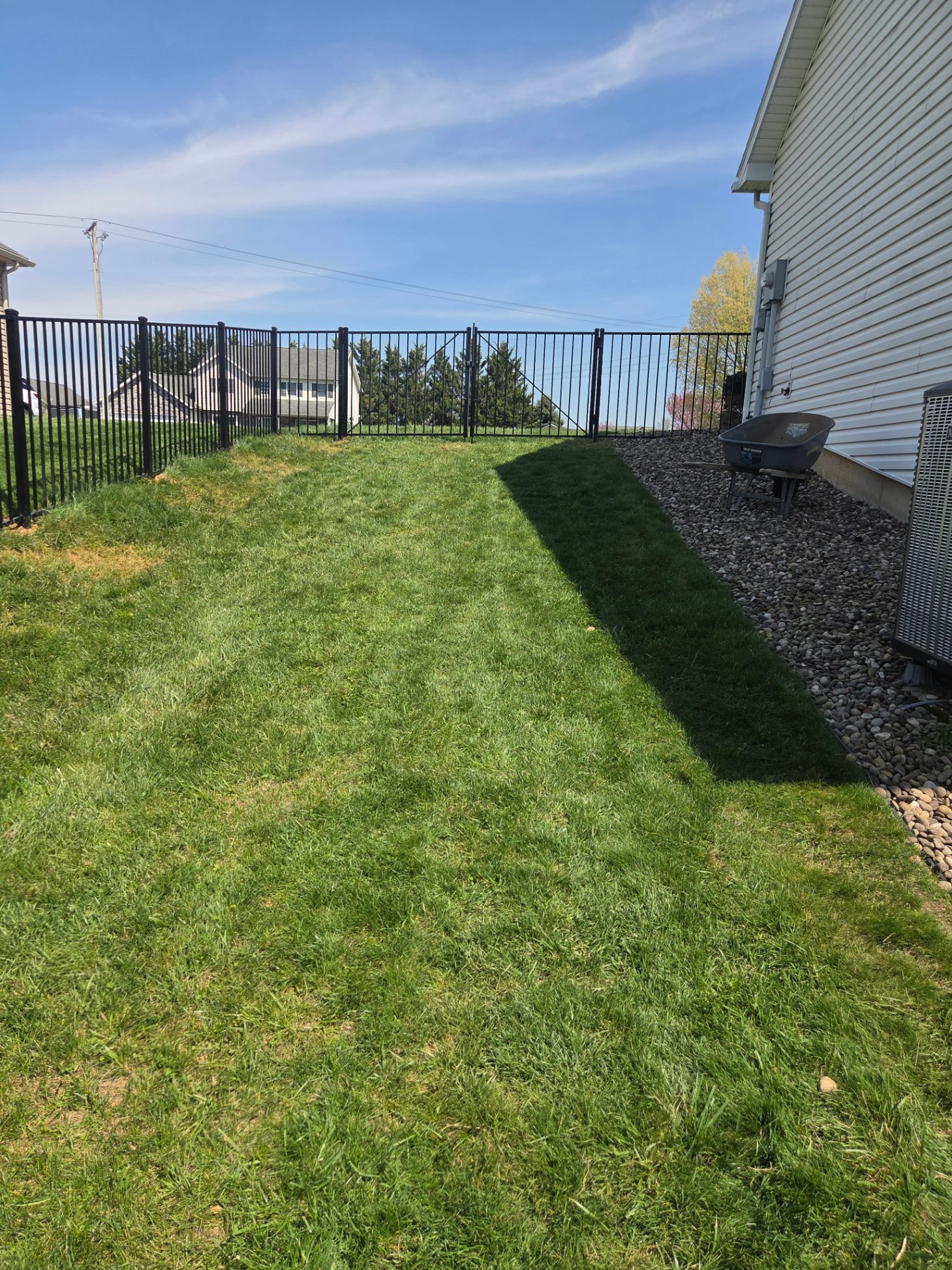 Black aluminum fence with double gate — residential PA