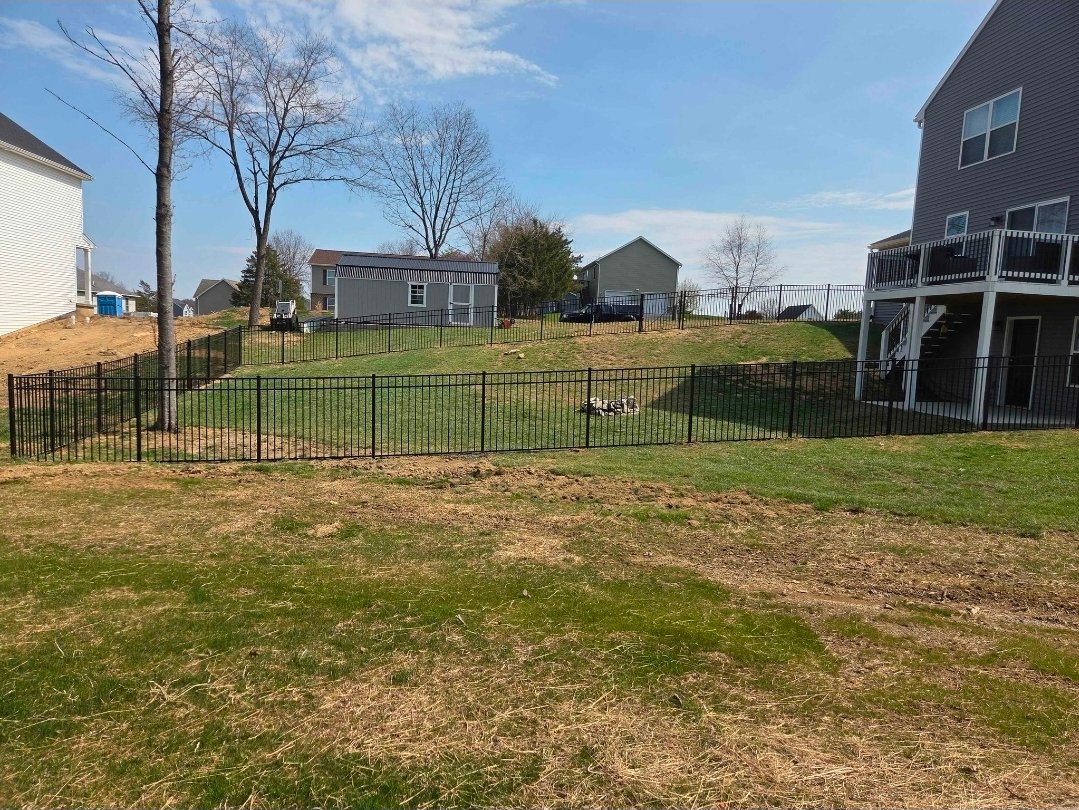 Black aluminum fence surrounding backyard — Franklin County PA